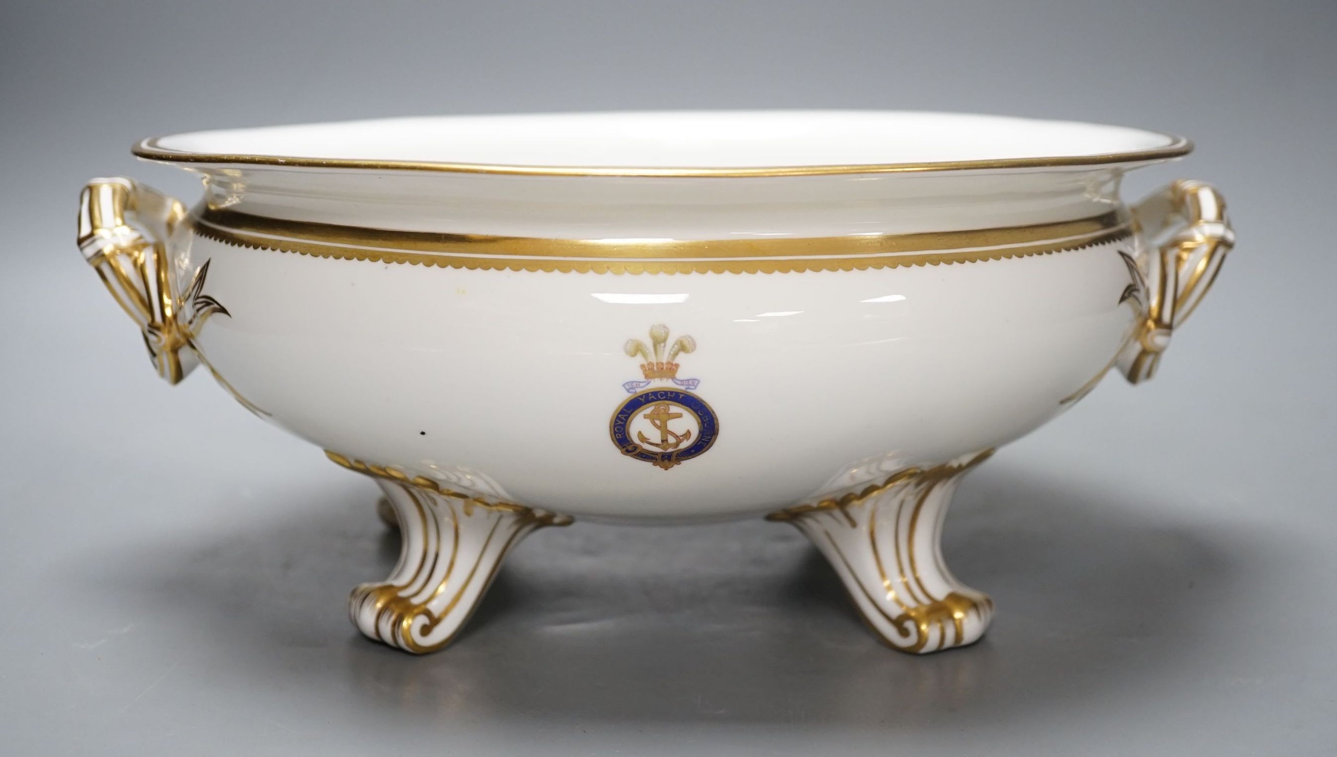 Royal Interest - A Royal Crown Derby crested serving bowl from the Royal Yacht Osborne, date code for 1891, the yacht decommissioned in 1908, diameter 28 cms.